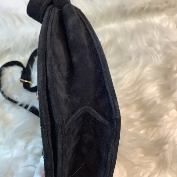 YSL Yves Saint Laurent Suede Fuschia & Black Studded with stones Shoulder bag - Picture 7 of 13